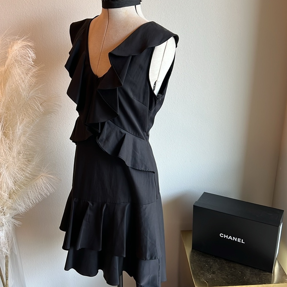 NWT Lucy Paris Black Ruffle Mini Dress - Picture 9 of 10